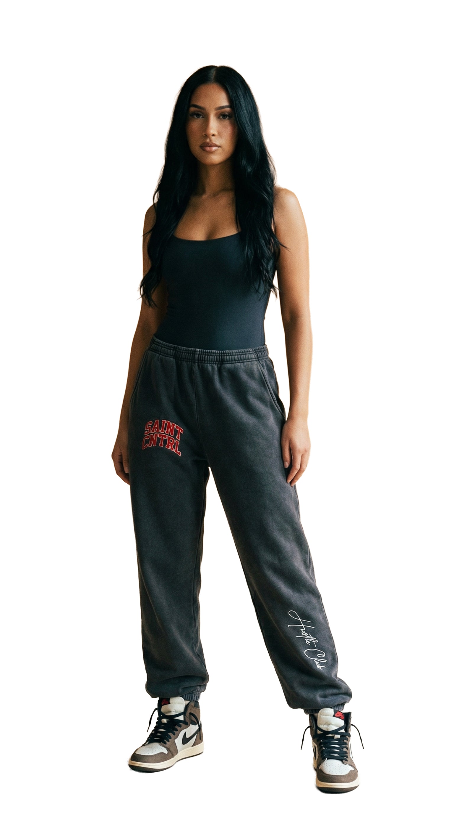 “Hustle Club” Vintage Washed Grey Sweatpants